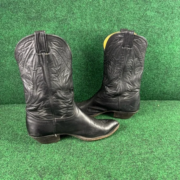Vintage Nocona 7501 Black Deertan Leather Cowboy Western Mens Boots Size 11 D - Picture 5 of 8